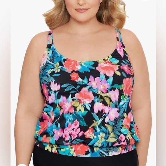 Swim Solutions blouson tankini top 20W - Picture 1 of 4